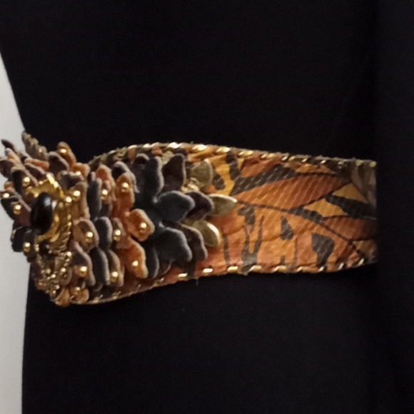 c '90s It's a Jungle Hand-Made Embellished Leather Belt VINTAGE - Picture 7 of 16